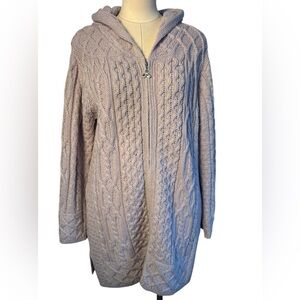 Aran Crafts Merino wool long cardigan sweater